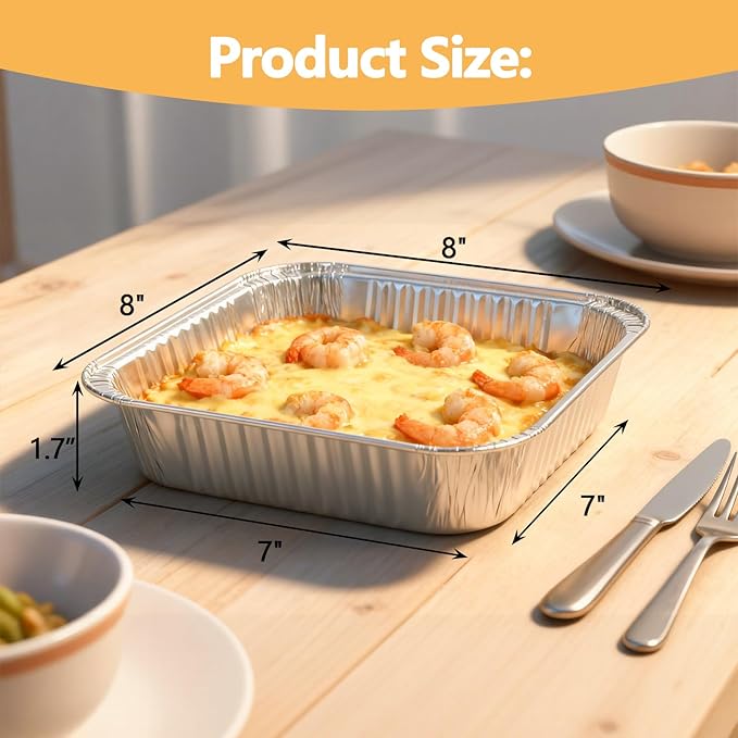 8x8 Thickened Aluminum Foil Pans, Food Prep, Steam Table, and Party Catering. - Image 5