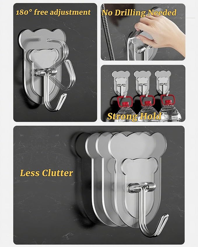 10 Pcs Heavy Duty Adhesive Hooks 10lb Max - Image 4