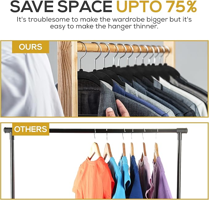 Premium Velvet Hangers 30 Pack Ultra Thin Non Slip Adult Felt Space Saving Suit - Image 5