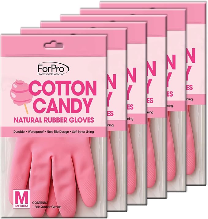ForPro Natural Rubber Gloves, 6 Pairs Reusable Multi-Purpose Household Cleaning - Image 3
