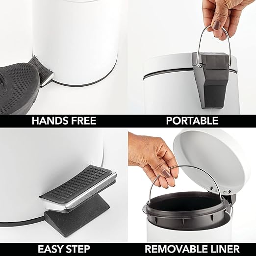 mDesign Pedal Bin — Metal Waste Bin - Image 5
