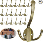 20 Pack Coat Hooks Heavy Duty, Metal Three Prongs Large Coat Hooks Wall Mounted by Homanu