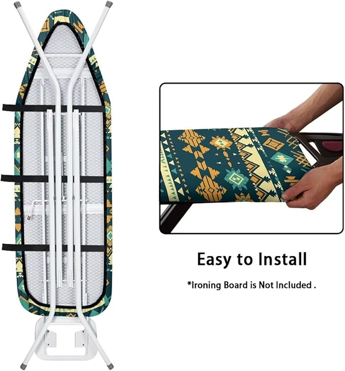 Ethnic Geometric Rhombus Ironing Board Cover, Abstract Tribal Stripes Stretchy - Image 4