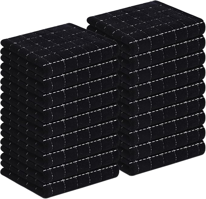 Homaxy 100% Cotton Terry Kitchen Towels, Checkered Designed, Soft and Super by Homaxy