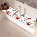Poppy Wildflower Nightingale Sink Faucet Absorbing Mat Sink Splash Guard Faucet - Image 2