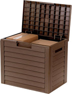 IRIS USA 35-Gallon Outdoor Deck Storage Box, Lockable & UV-Protected, Weather-Resistant Patio Storage for Cushions, Garden Tools & Packages, Waterproof Resin, Durable & Stylish Design - Brown by IRISUSA