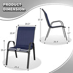 Patio Dining Chairs Set of 6, Outdoor High Stacking Chairs，Breathable Seat Fabric and Alloy Steel Frame for Backyard, Porch, Garden, Sunroom (Blue) - Image 3