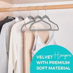 HOUSE DAY Premium Velvet Hangers 50 Pack Grey, Non-Slip Flocked Felt Hangers - Image 2