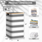 BALEINE Laundry Hamper with Lid, Tall Laundry Baskets with Bamboo Pull Handles - Image 4