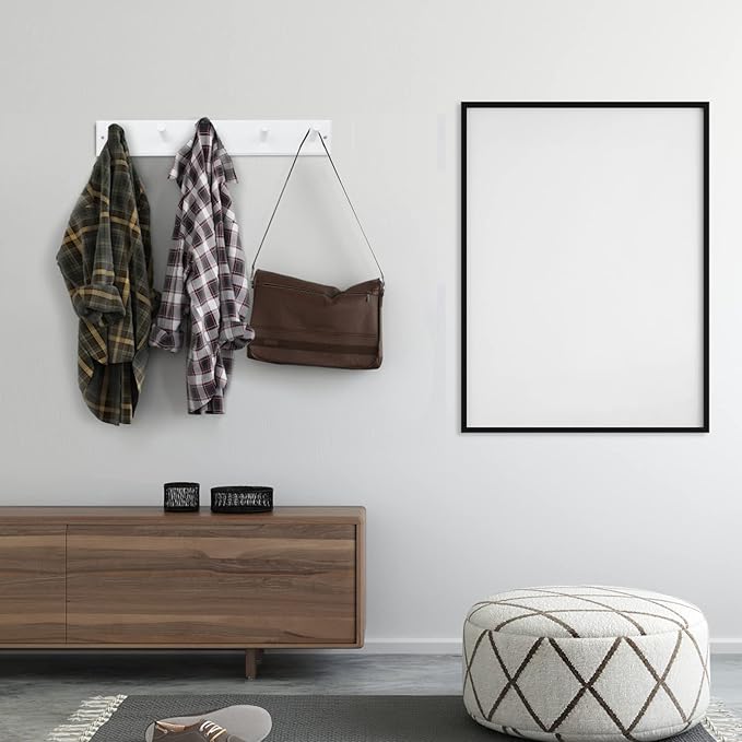 Wooden Coat Rack 2Pcs, 5 Pegs Bamboo Wall Hooks - Image 4