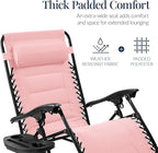 Best Choice Products Oversized Padded Zero Gravity Chair, Folding Outdoor Patio Recliner, XL Anti Gravity Lounger for Backyard w/Headrest, Cup Holder, Side Tray, Polyester Mesh - Bubblegum Pink - Image 4