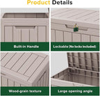 EasyUp 45 Gallon Outdoor Storage Box Waterproof, UV Resistant Deck Box Outdoor, Lockable Resin Deck Boxes for Garden Tools Equipment and Cushions, Gray - Image 7