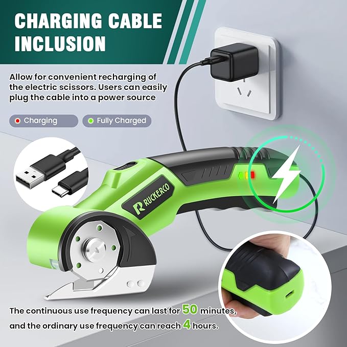 Cordless Electric Scissors Box Cutter 2 Rotary Blades – 4V Duty Rechargeable - Image 4
