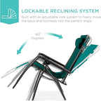 Best Choice Products Folding Zero Gravity Outdoor Recliner Patio Lounge Chair w/Adjustable Canopy Shade, Headrest, Side Accessory Tray, Textilene Mesh - Forest Green - Image 4