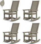 GREENVINES Outdoor Rocking Chairs | Set of 4 | Porch Rocker | HDPE Plastic | Wood Grain | Oversized Rockers | High Back | Big & Tall | Ladder Back | Desert Brown | for Patio Outside by GreenVines