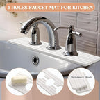 3 Hole White Faucet Mat for Kitchen Sink Bathroom 16.1" x 5" Kitchen Faucet - Image 5