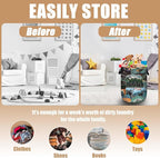 Retro Mountain Bear Laundry Basket, Foldable Wild Animals Laundry Hamper Tote - Image 3