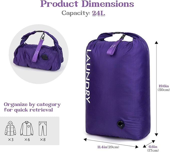 Travel Laundry Bag, Vacuum Compression Dirty Clothes Travel Bag, Waterproof - Image 2