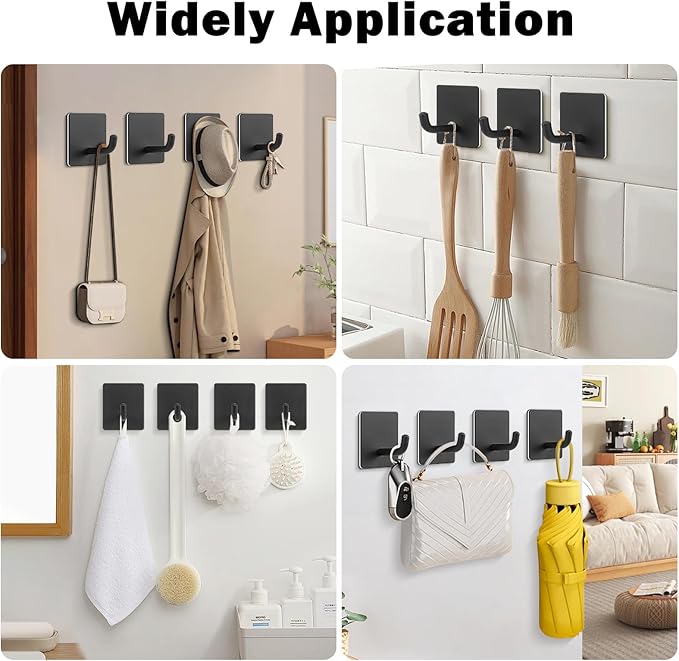 Livabber Adhesive Towel Hooks, 304 Stainless Steel Self Sticky Wall Hooks - Image 6