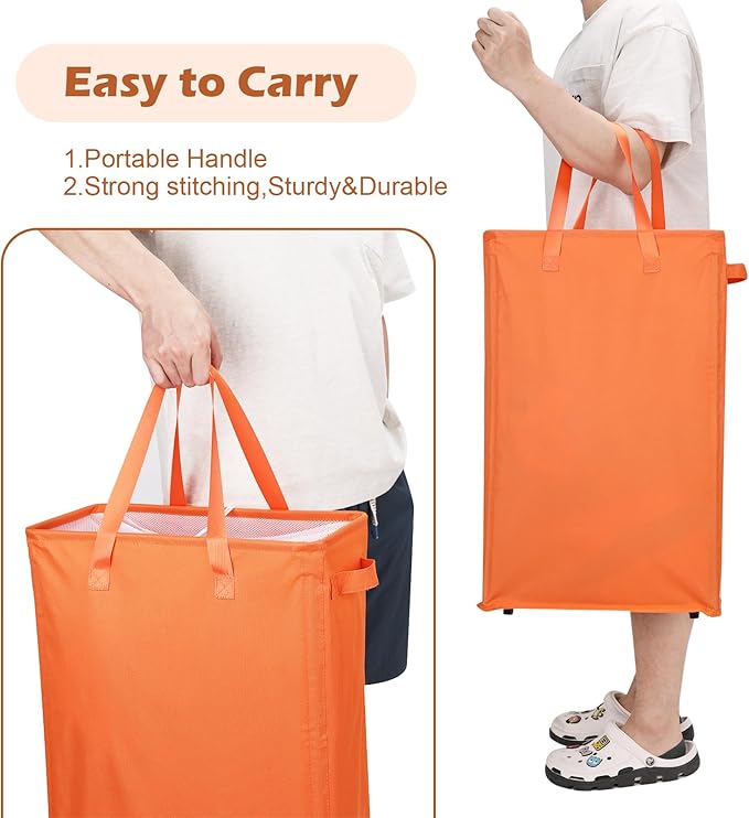 Odonata Slim Laundry Hamper Handles Collapsible Laundry Basket Thin Dirty - Image 4