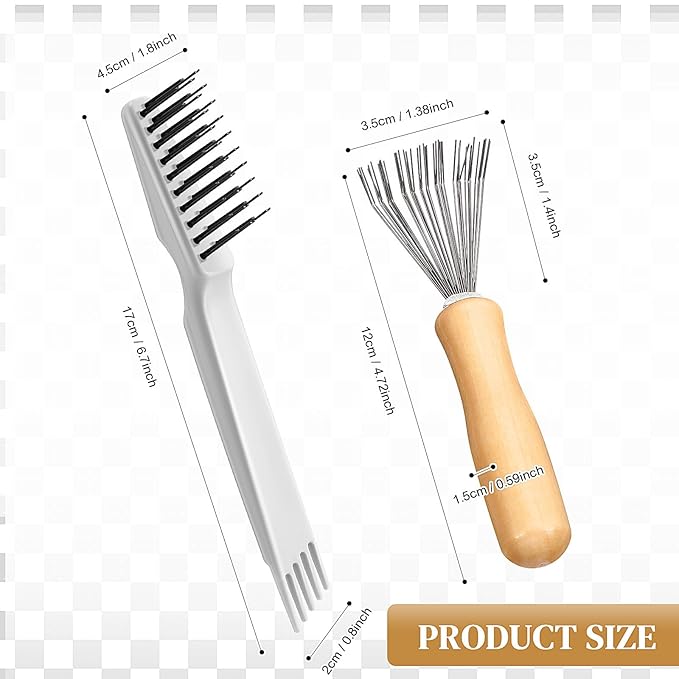 Boao 2 Pieces Hair Brush Cleaning Tool Comb Cleaner Brush Mini Comb Cleaning - Image 3