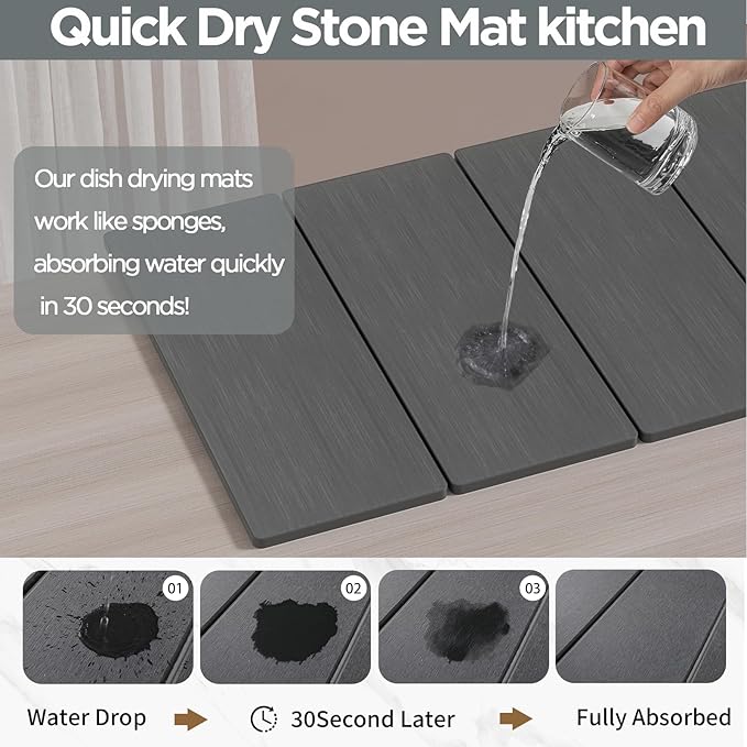 2PCS Stone Drying Mat for Kitchen Counter, Stone Dish Drying Mat - Image 2