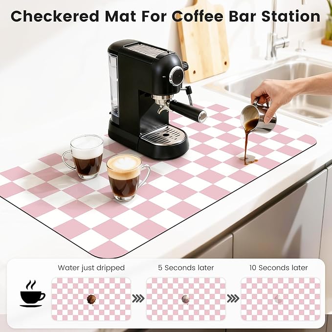 17" x 32" Checkered Dish Drying Mat - Image 4
