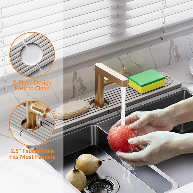 23.6 Inch Stone Faucet Mat for Kitchen Sink Splash Guard, Diatomite Sink - Image 4