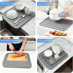 Silicone Dish Drying Mat for Kitchen Counter, Upgraded Extra Thick 1.1” - Image 6