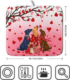 Love Dog Dish Drying Mat 16"x18" Red Heart Microfiber Dish Drainer Mat Hanging - Image 2