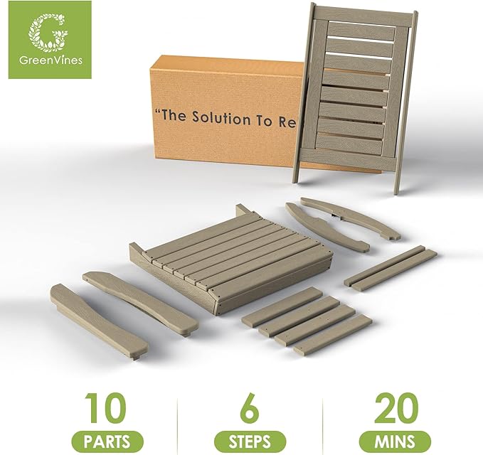 GREENVINES Outdoor Rocking Chairs | Set of 2 | Porch Rocker | HDPE Plastic | Wood Grain | Oversized Rockers | High Back | Big & Tall | Ladder Back | Desert Brown | for Patio Outside - Image 7