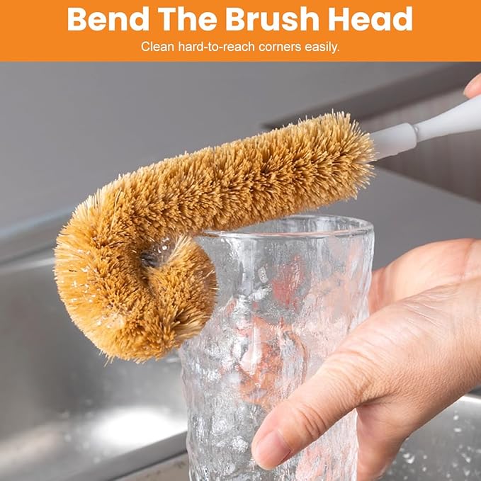 1Pcs Coconut Fibre Brush with Natural Wooden Handle Hangable Kitchen - Image 5