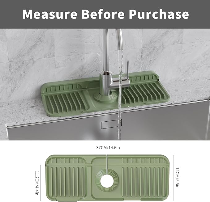 WAFT YEARN 14X5 Inch Silicone Durable Faucet Mat Kitchen Sink Splash Guard - Image 2