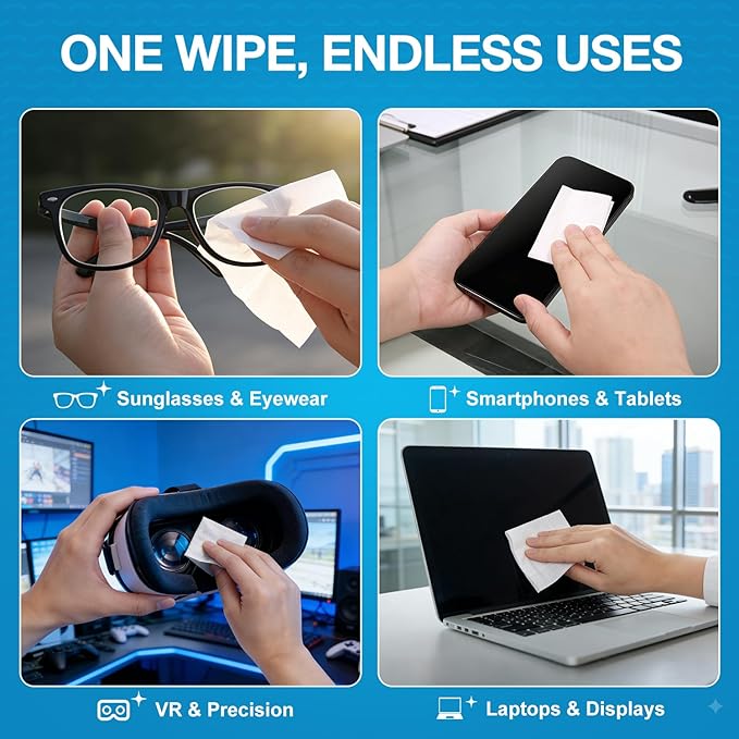 SmoTecQ Lens Wipes for Eyeglasses – Pre-Moistened Lens Cleaner for Coated Lenses - Image 5