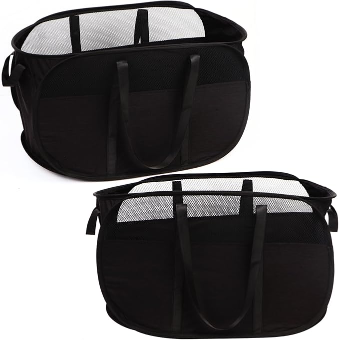 2 Pcs Collapsible Laundry Baskets, Tear Proof Pop Up Laundry Hamper by BATTOO