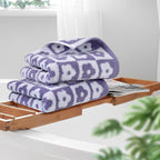Jacquotha Cotton Hand Towels Lilac Checkered Floral - Image 4