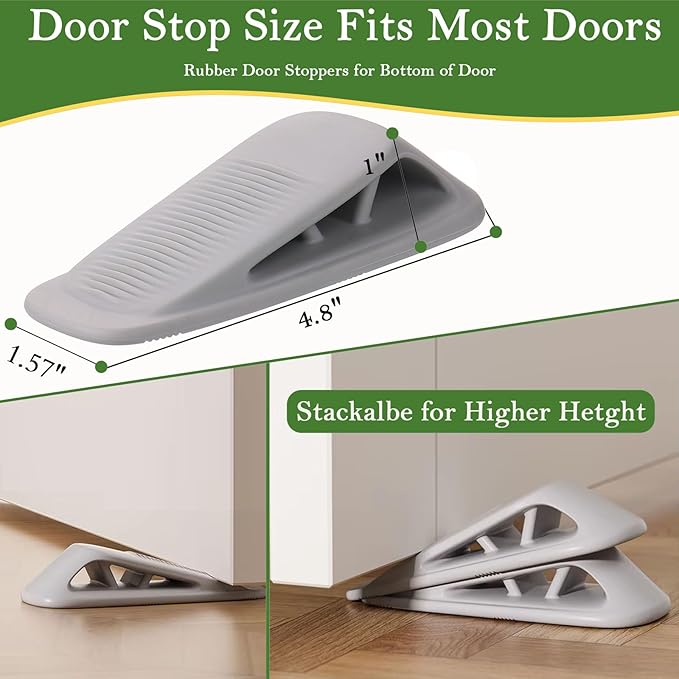 Fursafe&Q Rubber Door Stoppers for Bottom of Door, Door Stop Wedge - Image 2