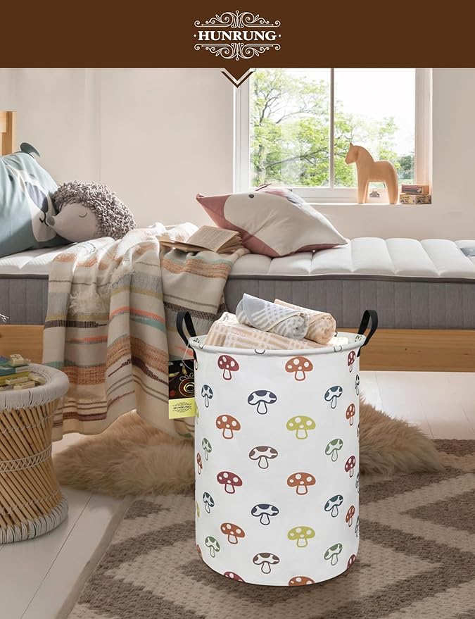 HUNRUNG Laundry Hamper, Large Canvas Fabric Lightweight Storage Basket Toy - Image 8