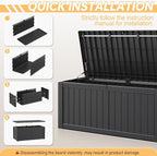 Outdoor Storage Box, Resin Deck Boxes Indoor and outdoor, Waterproof Storage Box Lockable Lid (Black, 120 Gallon) - Image 6