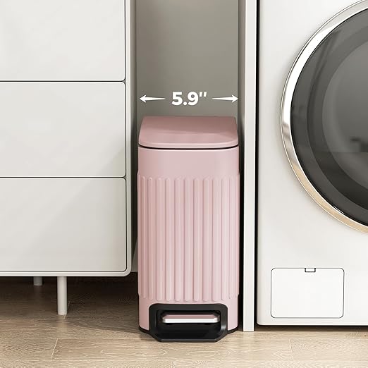 TrashAid Pink Bathroom Trash Can, 1.6 Gallon Stainless Steel Small Garbage Can - Image 2