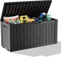 85 Gallon Outdoor Deck Box, Lockable Waterproof Outdoor Storage Boxes For Garden Tools,Indoor Cushions,Accessories Outside Storage Resin Weatherproof Container(Black) by MAIUSCOLI