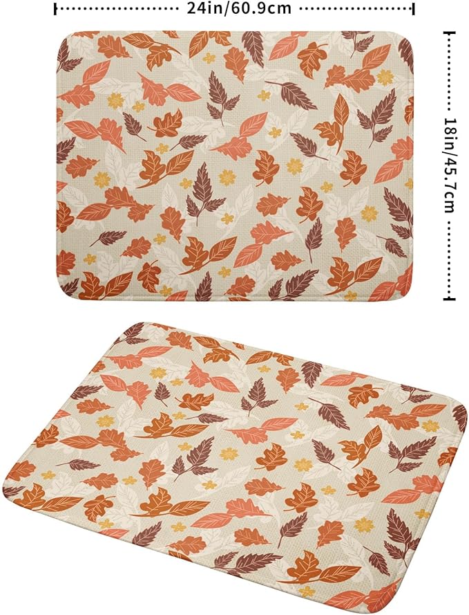 Fall Burnt Orange Leaf Dish Drying Mat 18 x 24 Inch - Image 2