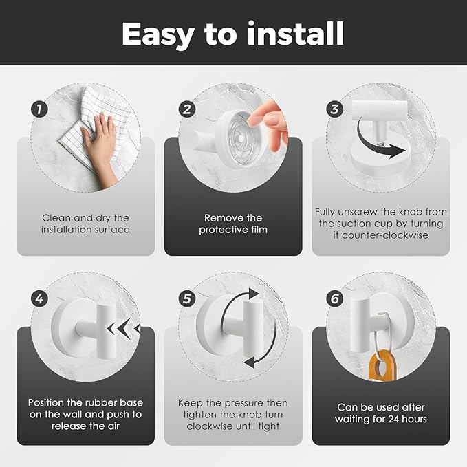 Shower Hooks for Inside Shower, No-Drill Removable&Reusable Towel Hooks for - Image 4