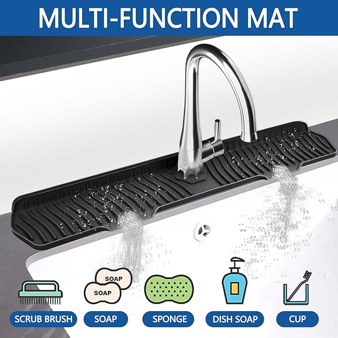 Kitchen Sink Splash Guard Gen2-30" x 6'' Silicone Sink Mat Splash Guard fit - Image 5