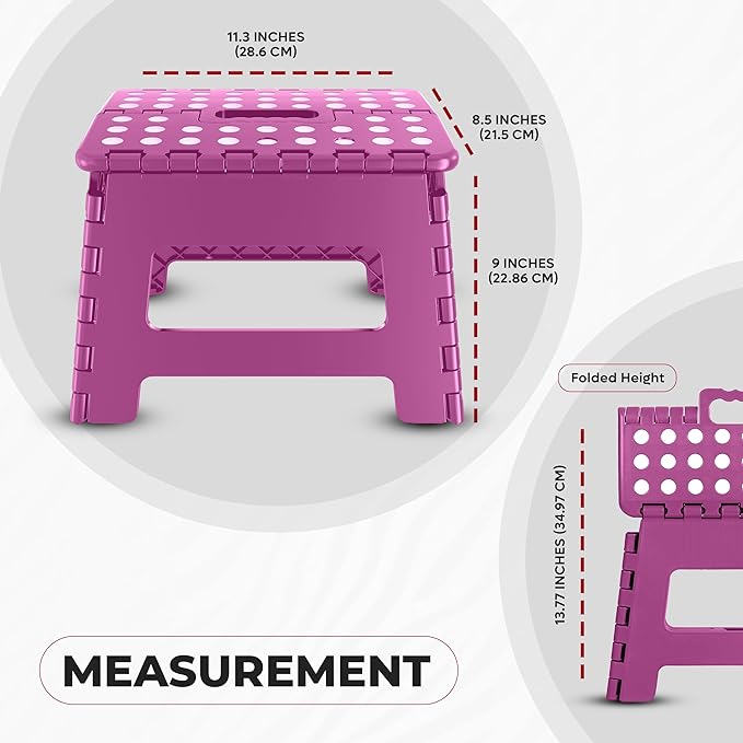 Utopia Home Folding Step Stool with Handle – 9 Inch Anti Slip Collapsible Stool – Holds Up to 300 lbs – Sturdy Plastic Step Stool Foldable for Kitchen, Bathroom and Home Use (1-Pack, Purple) - Image 3