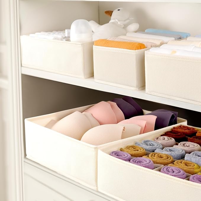 Criusia Underwear Sock Drawer Organizer Dividers 8 Set, Foldable Dresser Closet - Image 6
