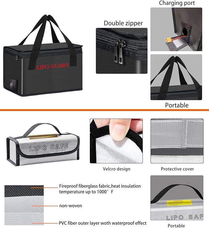 Lipo Battery Safe Bag Large Capatity Fireproof Bag - Image 5