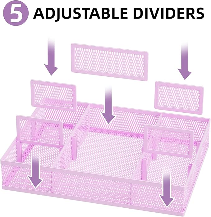 Marbrasse 2 Pack Desk Drawer Organizer, Mesh Drawer Organizer Tray - Image 2