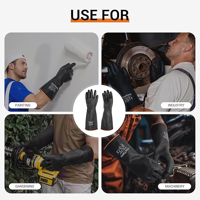 ThxToms Heavy Duty Latex Gloves, Long Rubber Gloves, Chemical Resistant Gloves - Image 7