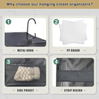 3-Shelf Hanging Closet Organizer and Storage, Foldable Hanging Closet Shelves - Image 4